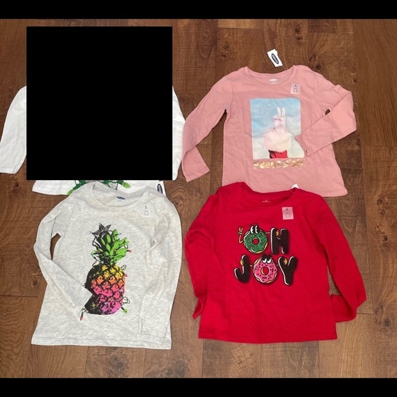 Old Navy Other - 3 NWT old navy Christmas LS long sleeve T-shirts girls 6/7 bundle lot